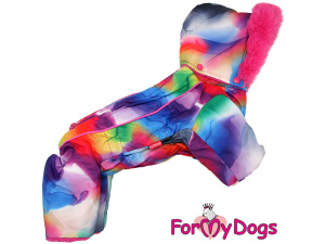  Obleček pro fenky – extra teplý zimní overal COLOURS od For My Dogs z voduodpuzujícího materiálu. Plyšová kožešinová podšívka, zateplený sinteponem (2)