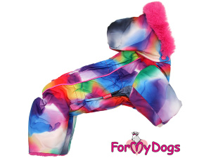  Obleček pro fenky – extra teplý zimní overal COLOURS od For My Dogs z voduodpuzujícího materiálu. Plyšová kožešinová podšívka, zateplený sinteponem.
