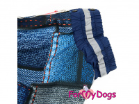  Obleček pro psy středních a větších plemen – zimní overal DENIM PATCHWORK od ForMyDogs z voduodpudivého materiálu. Zapínání na zádech, plyšová podšívka. (3)