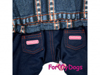  Obleček pro psy – teplý zimní overal DENIM STICHED od For My Dogs z voduodpuzujícího materiálu. Huňatá kožešinová podšívka, zateplený sinteponem. (4)