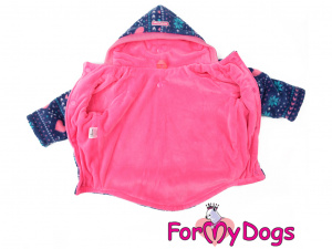  Obleček pro psy i fenky od FMD – teplá zimní bunda FLEECE HEART PURPLE z měkoučkého flísu s plyšovou podšívkou. (2)
