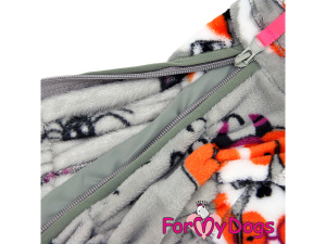  Obleček pro psy – jednovrstvý plyšový overal FOX GREY od ForMyDogs vhodný i do suchého chladnějšího počasí nebo na domácí nošení (2)
