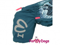  Zateplený obleček pro psy – zimní overal GREEN BLUE CAMOUFLAGE, modro-zelený (detail nohavic)