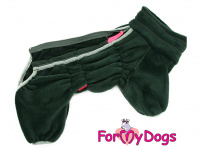 Obleček pro psy – zimní overal GREEN PLUSH od ForMyDogs z jednovrstvé plyšové kožešinky. Zapínání na zip zádech, zvýšený límec pro lepší ochranu krku. (2)
