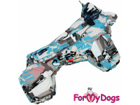  Obleček pro psy – zateplený zimní overal GREY BLUE od For My Dogs z voduodpuzujícího materiálu. Kožešinová podšívka, zateplený sinteponem