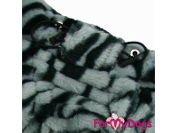  Obleček pro psy – velmi teplý zimní overal GREY TIGER od ForMyDogs z dvouvrstvé plyšové kožešiny do suchého chladného počasí (detail)