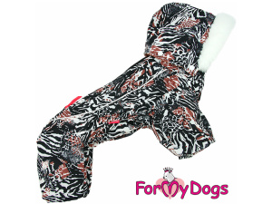  Obleček pro malé až střední fenky – zateplený zimní overal JUNGLE VIBE od For My Dogs z voduodpuzujícího materiálu. Hladká hedvábná podšívka, zateplený sinteponem (2)