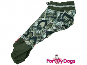  Obleček pro psy jezevčíků – teplý zimní overal KHAKI CHECKED od ForMyDogs