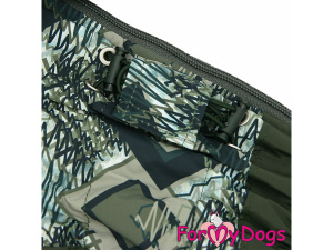  Obleček pro psy – extra teplý zimní overal KHAKI PATCH od For My Dogs z voduodpuzujícího materiálu (detail nastavovacích gumiček)