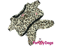  Obleček pro psy – lehký plyšový overal LEO BEIGE WITH EARS od For My Dogs vhodný do suchého počasí nebo pro domácí nošení