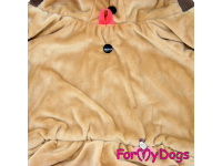  Obleček pro psy – zateplený plyšový overal LEO BROWN WITH EARS od For My Dogs do suchého chladnějšího počasí (detail podšívky)