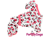  Obleček pro psy – lehký jednovrstvý plyšový overal LEO PINK WITH EARS od For My Dogs vhodný do suchého počasí nebo pro domácí nošení (2)