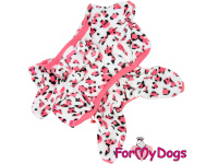  Obleček pro psy – lehký jednovrstvý plyšový overal LEO PINK WITH EARS od For My Dogs vhodný do suchého počasí nebo pro domácí nošení
