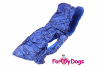  Obleček pro psy i fenky od FMD – zimní bunda METALLIC BLUE z voduodpuzujícího materiálu. Bunda je zateplená sinteponem a má hedvábnou podšívku.