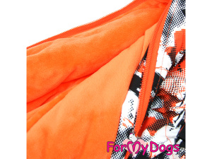 Extra teplý overal FMD ORANGE CAMOUFLAGE se sinteponem a antistatickou flísovou podšívkou nabízí anatomický střih pro fenky malých a středních plemen (2)