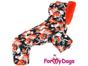 Extra teplý overal FMD ORANGE CAMOUFLAGE se sinteponem a antistatickou flísovou podšívkou nabízí anatomický střih pro fenky malých a středních plemen (3)