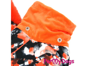 Extra teplý overal FMD ORANGE CAMOUFLAGE se sinteponem a antistatickou flísovou podšívkou nabízí anatomický střih pro fenky malých a středních plemen (4)
