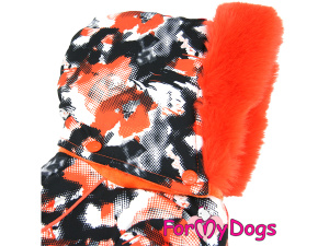 Extra teplý overal FMD ORANGE CAMOUFLAGE se sinteponem a antistatickou flísovou podšívkou nabízí anatomický střih pro fenky malých a středních plemen (5)