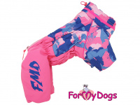  Zimní obleček pro fenky od FMD – overal PINK CAMO, barva růžovo-modrá