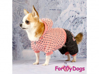  Obleček pro psy i fenky – teplejší overal PINK DOTS od ForMyDogs z měkké pleteninové látky. Zapínání na druky na bříšku, pružné lemy, kapuce. (7)