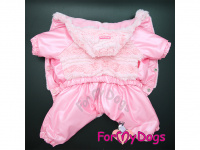  Růžový zimní obleček pro fenky – overal PINK FUR od For My Dogs z voduodpuzujícího materiálu. Plyšová podšívka, zateplený sinteponem. (4)