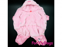  Růžový zimní obleček pro fenky – overal PINK FUR od For My Dogs z voduodpuzujícího materiálu. Plyšová podšívka, zateplený sinteponem. (3)