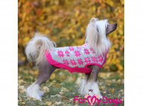  Obleček pro psy i fenky – stylový a teplý svetr PINK GRAY ALPIN od ForMyDogs. Materiál 100% akryl, zdobený pleteným skandinávským vzorem. (FOTO)