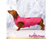  Obleček pro psy i fenky jezevčíků od FMD – zimní bunda PINK z voduodpuzujícího materiálu. Bunda je zateplená sinteponem a má kožešinovou podšívku. (FOTO 2)