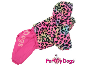  Obleček pro fenky – extra teplý zimní overal PINK LEO od For My Dogs. Kabát z umělé kožešiny, huňatá kožešinová podšívka (3)