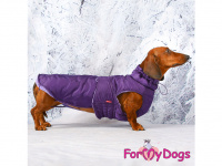 Obleček pro psy i fenky jezevčíků od FMD – zimní bunda PURPLE z voduodpuzujícího materiálu. Bunda je zateplená sinteponem a má kožešinovou podšívku. (6)