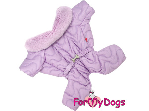  Obleček pro malé až střední fenky – zateplený zimní overal PURPLE WAVES od For My Dogs. Hladká hedvábná podšívka, zateplený sinteponem