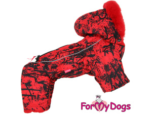  Obleček pro fenky – extra teplý zimní overal RED&BLACK od For My Dogs z voduodpuzujícího materiálu (2)