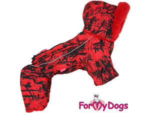  Obleček pro fenky – extra teplý zimní overal RED&BLACK od For My Dogs z voduodpuzujícího materiálu (3)