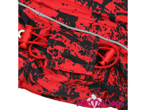  Obleček pro fenky – extra teplý zimní overal RED&BLACK od For My Dogs z voduodpuzujícího materiálu. Detail nastavovacích gumiček.