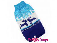  Obleček pro psy i fenky – stylový a teplý svetr REINDEER BLUE od ForMyDogs. Materiál 100% akryl, zdobený severským zimním vzorem.