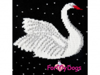  Obleček pro psy i fenky – stylový a teplý svetr SWAN BLACK od ForMyDogs. Materiál 100% akryl, zdobený výšivkou labutě a aplikací z kamínků. (3)