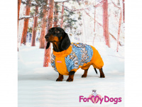  Obleček pro psy jezevčíků – teplý zimní overal TERRACOTTA BLUE od ForMyDogs z voduodpudivého materiálu. Zapínání na zádech, podšívka z plyšové kožešiny. (6)