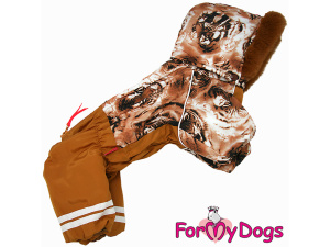  Obleček pro fenky – extra teplý zimní overal TIGER BROWN od For My Dogs z voduodpuzujícího materiálu (2)