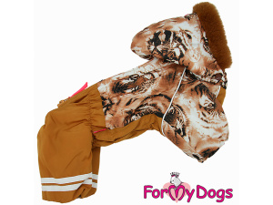  Obleček pro fenky – extra teplý zimní overal TIGER BROWN od For My Dogs z voduodpuzujícího materiálu