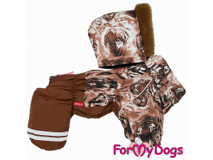  Obleček pro psy – extra teplý zimní overal TIGER BROWN od For My Dogs z voduodpuzujícího materiálu (odepínací kapuce)