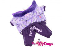  Obleček pro fenky – zimní overal VIOLET PURPLE od For My Dogs z voduodpuzujícího materiálu. Plyšová podšívka, barva fialová.