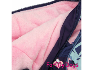  Obleček pro malé až střední fenky – zateplený zimní overal VIOLET SHAPES od For My Dogs z voduodpuzujícího materiálu. Podšívka z plyšové kožešinky, zateplený sinteponem (2)