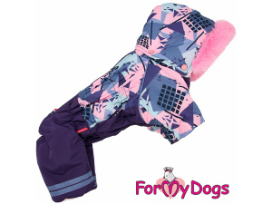  Obleček pro malé až střední fenky – zateplený zimní overal VIOLET SHAPES od For My Dogs z voduodpuzujícího materiálu. Podšívka z plyšové kožešinky, zateplený sinteponem (3)