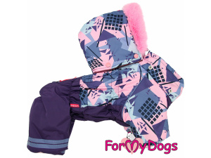  Obleček pro malé až střední fenky – zateplený zimní overal VIOLET SHAPES od For My Dogs z voduodpuzujícího materiálu. Podšívka z plyšové kožešinky, zateplený sinteponem (4)