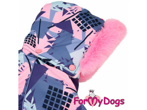  Obleček pro malé až střední fenky – zateplený zimní overal VIOLET SHAPES od For My Dogs z voduodpuzujícího materiálu. Podšívka z plyšové kožešinky, zateplený sinteponem (5)