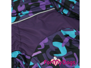 Obleček pro fenky – extra teplý zimní overal VIOLET TONES od For My Dogs z voduodpuzujícího materiálu. Fleecová antistatická podšívka, zateplený sinteponem (10)