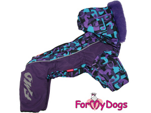 Obleček pro fenky – extra teplý zimní overal VIOLET TONES od For My Dogs z voduodpuzujícího materiálu. Fleecová antistatická podšívka, zateplený sinteponem (2)