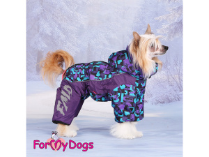 Obleček pro fenky – extra teplý zimní overal VIOLET TONES od For My Dogs z voduodpuzujícího materiálu. Fleecová antistatická podšívka, zateplený sinteponem (3)