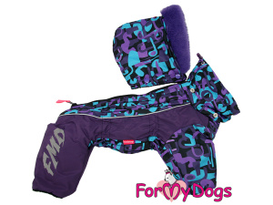 Obleček pro fenky – extra teplý zimní overal VIOLET TONES od For My Dogs z voduodpuzujícího materiálu. Fleecová antistatická podšívka, zateplený sinteponem (4)