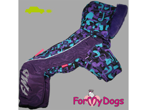 Obleček pro fenky – extra teplý zimní overal VIOLET TONES od For My Dogs z voduodpuzujícího materiálu. Fleecová antistatická podšívka, zateplený sinteponem (6)